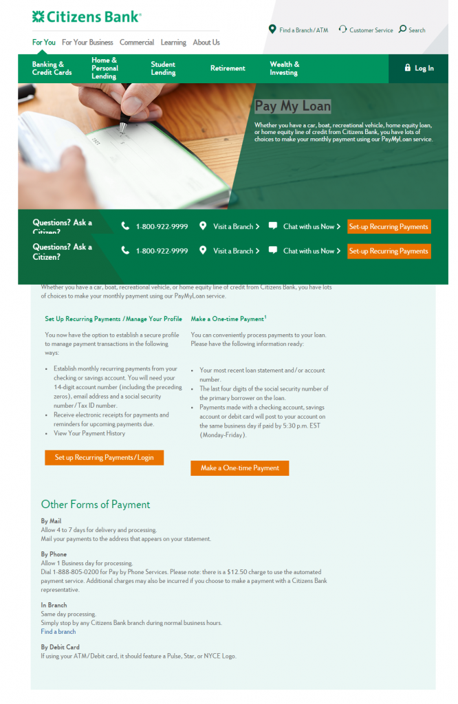 Pay My Loan Citizens Bank