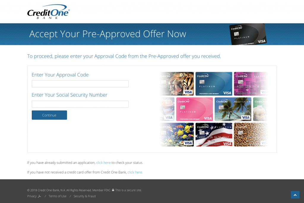 Accept Your Pre Approved Credit Card Offer Credit One Bank