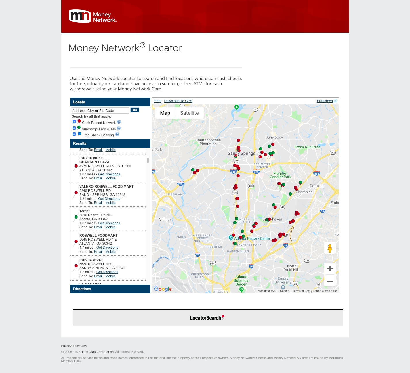 Money Network atm locator