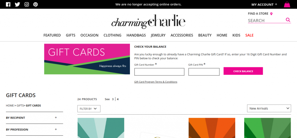 Gift Cards Charming Charlie Logo