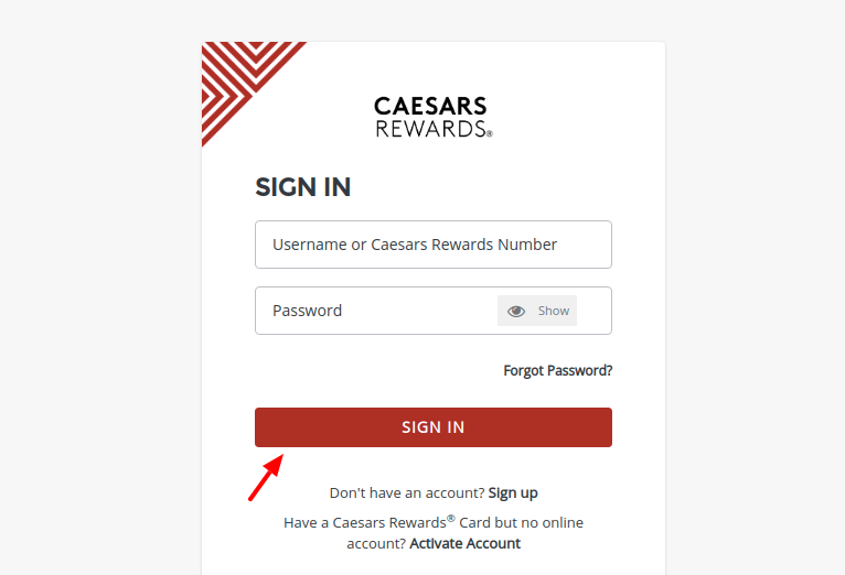 Caesars Rewards - Sign In