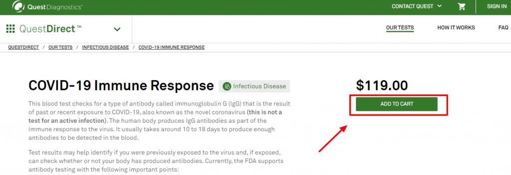 COVID-19 Immune Response testing kit online