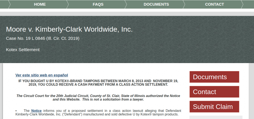 kotex submit a claim logo