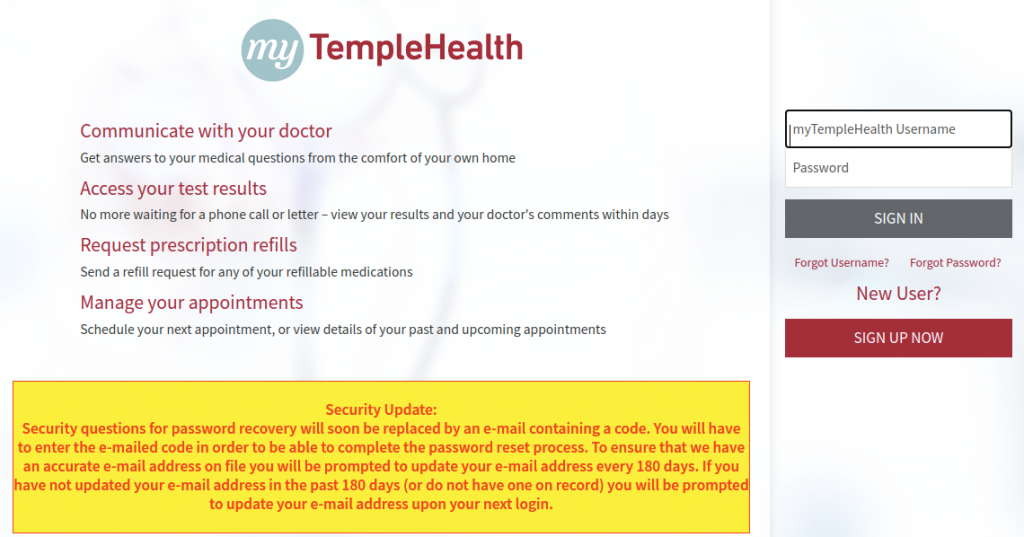 myTempleHealth Logo