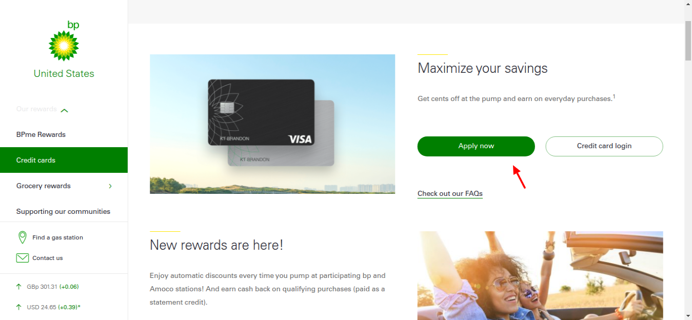 BP Credit card Application