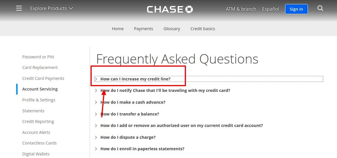 chase credit line increase