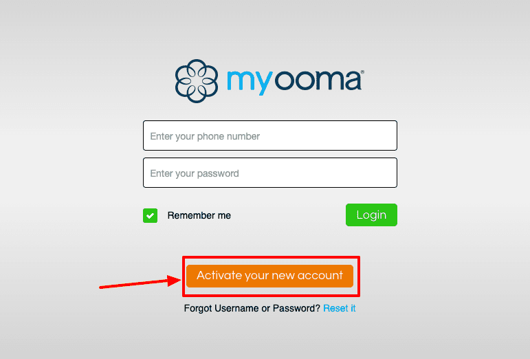 Ooma activate page
