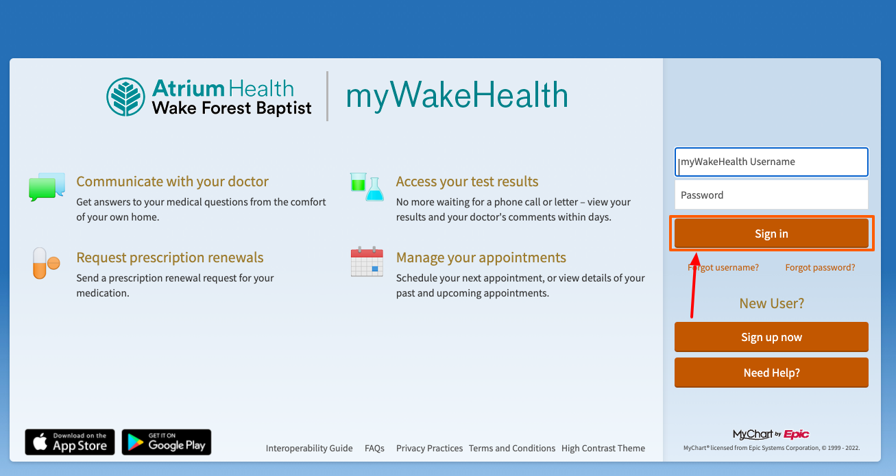 mywakehealth login