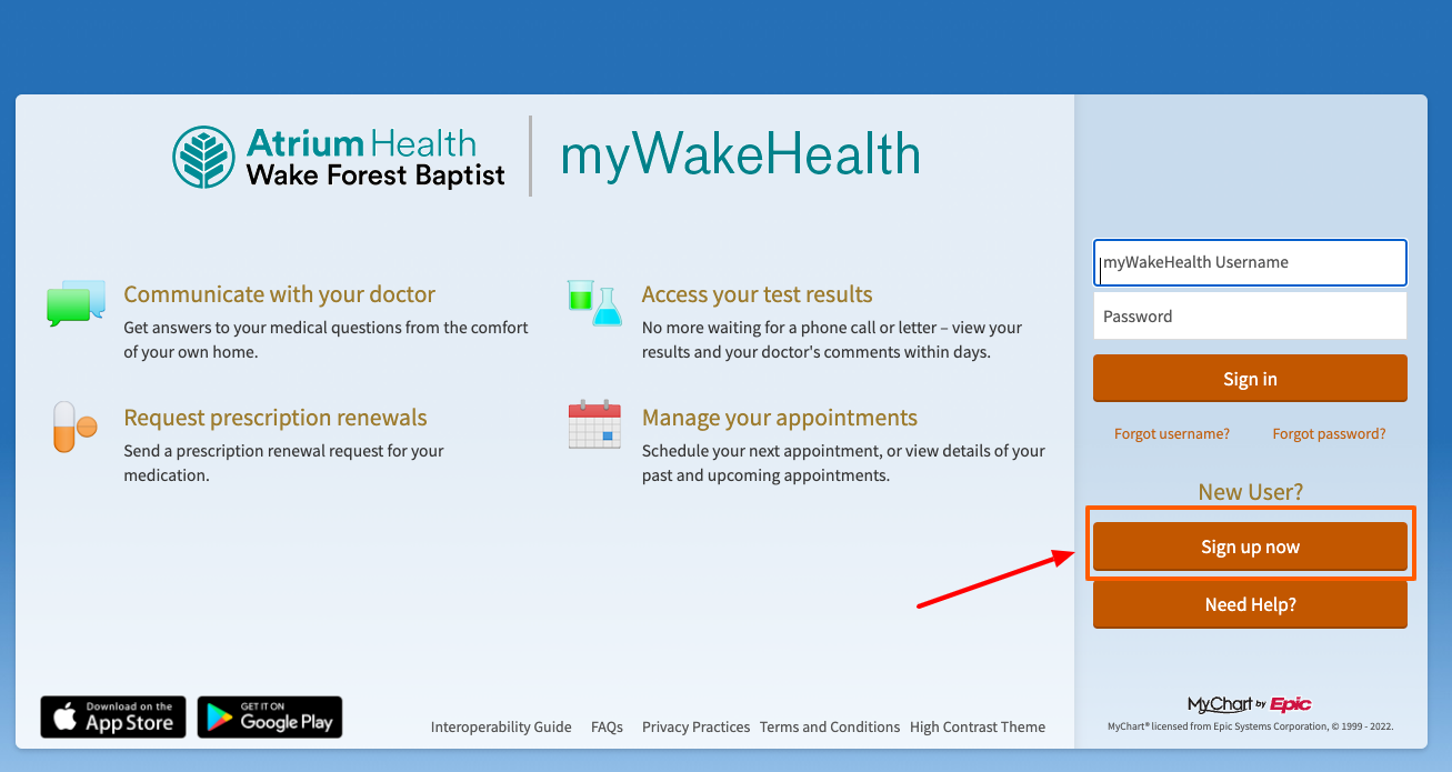mywakehealth sign up