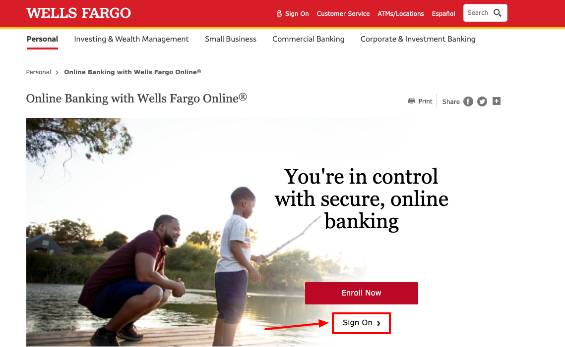 wells fargo online banking login page