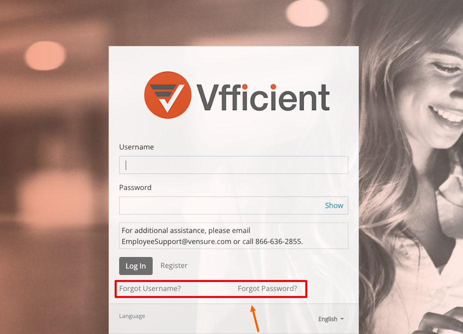 vensure employee forgot account details