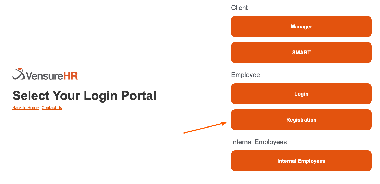 vensure employee registration page