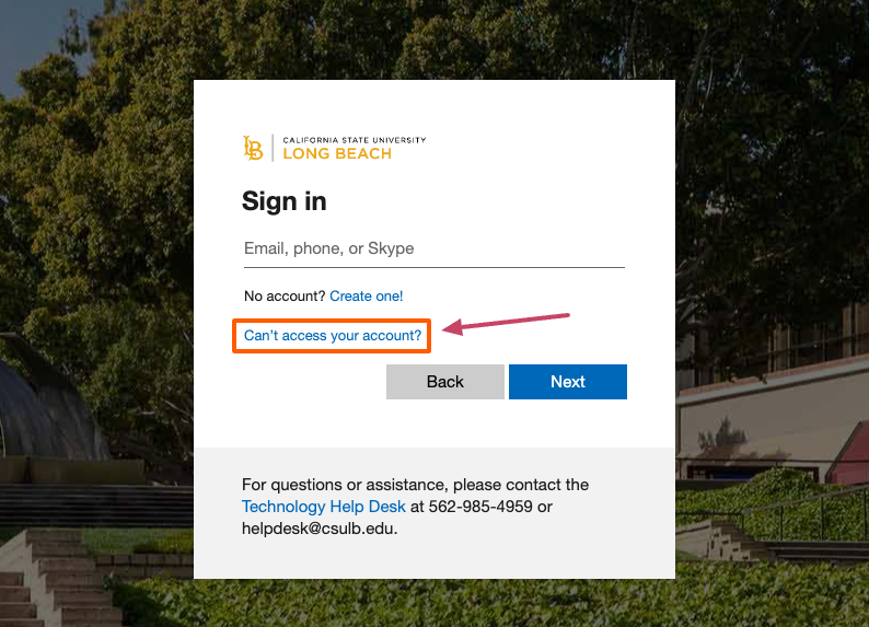 MyCSULB can't access account page