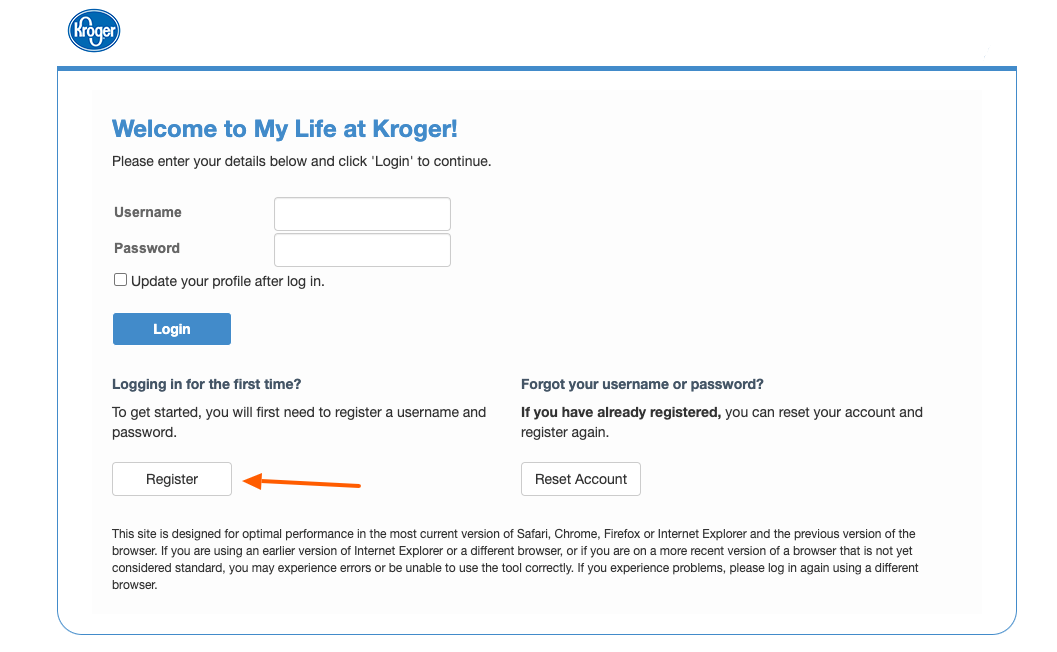 mylifeatkroger register page