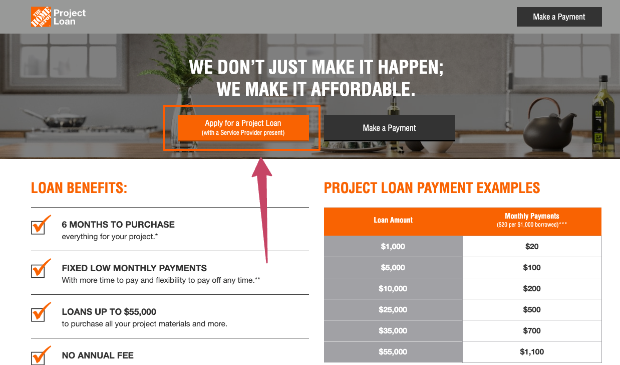 Home Depot Project Loan Login at