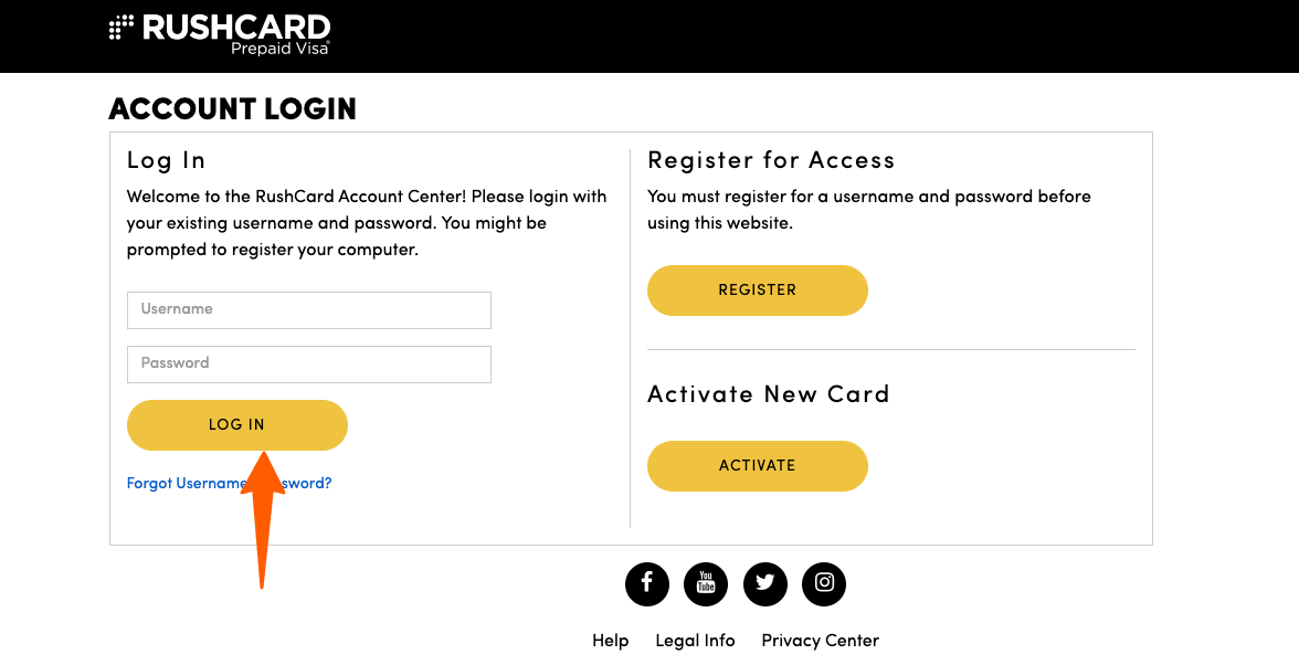 Rush Card login