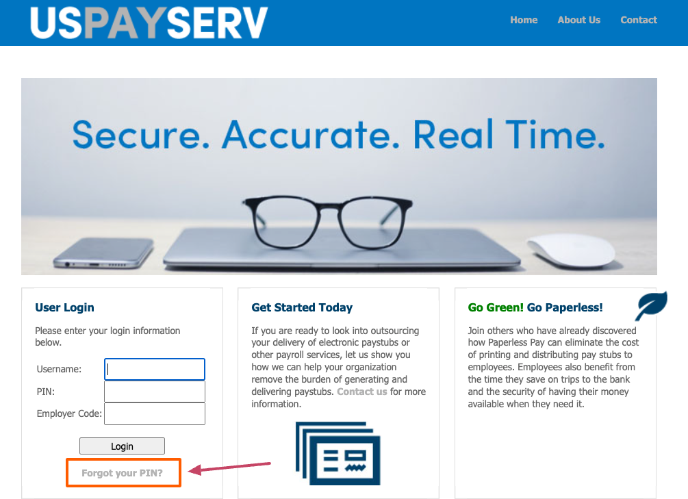 uspayserv forgot pin page