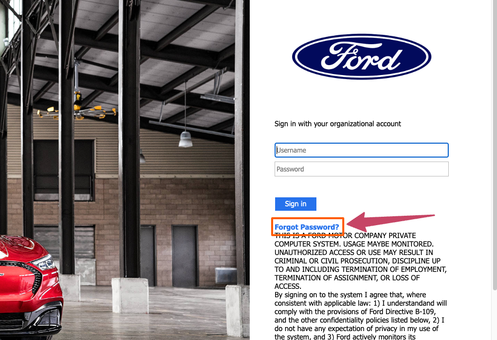 at ford online forgot password page
