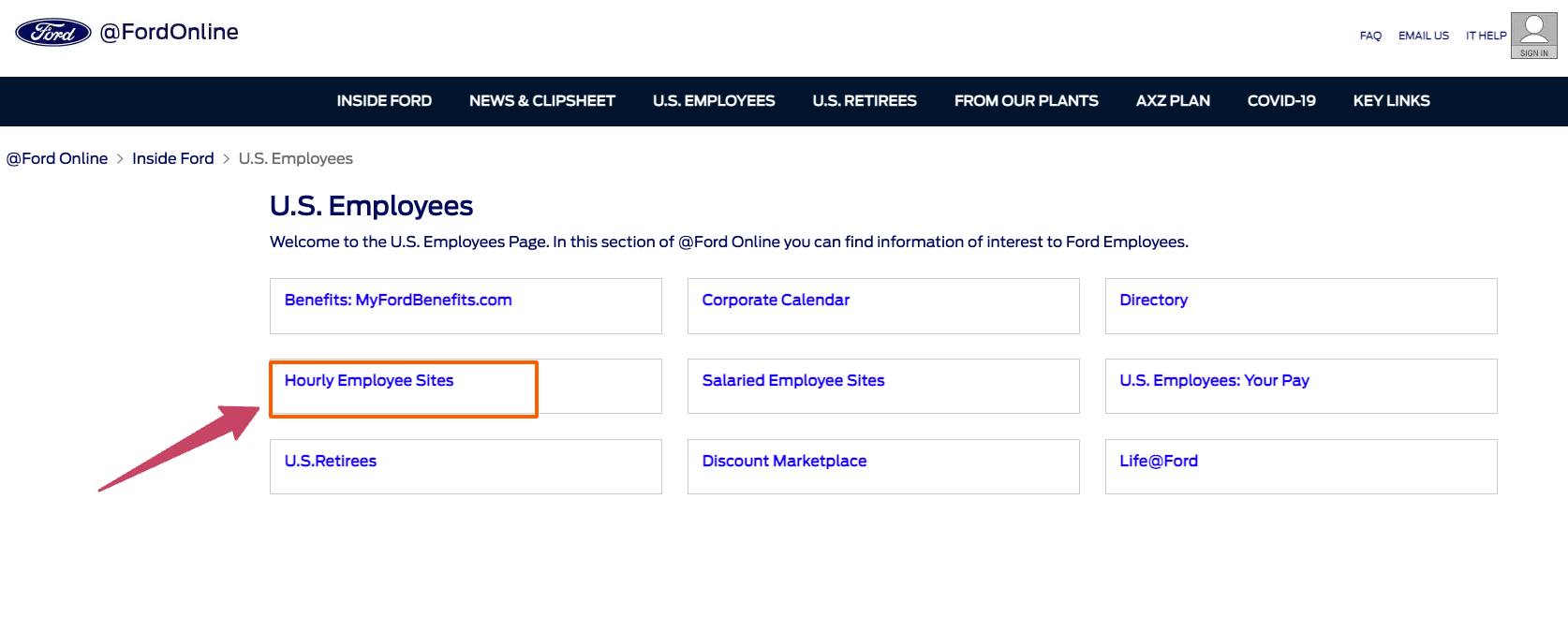 ford paystub Hourly employee sites link