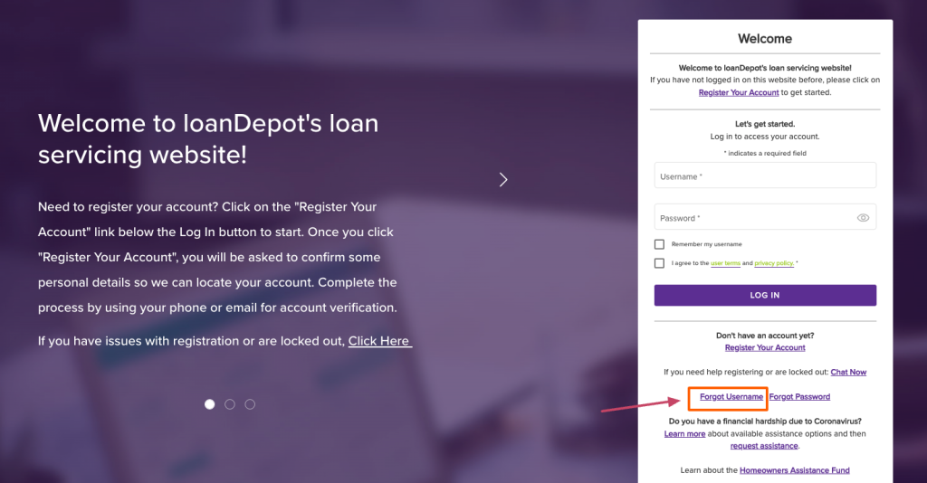 LoanDepot Loan Administration Login at