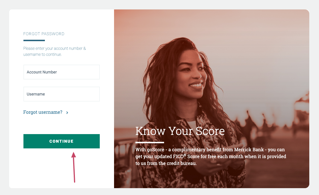 merrick bank account forgot password