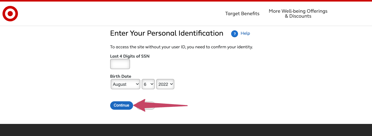 targetpayandbenefits forgot user id or password